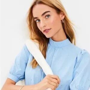 LOFT - crystal stripped mock neck top!